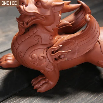 Keramični vijolično pesek živali Bog zver kiparstvo Kitajski slog doma Feng Shui dekorativni dodatki Čaj nastavite pet okraski kip