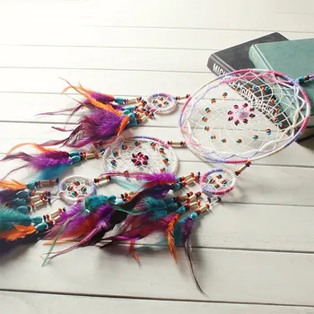 Barvita Vetru Zvončki Ročno Dreamcatchers Net S Perjem Steni Visi Dreamcatcher Obrti Maskota Darilo 2020 Home Decor &JW