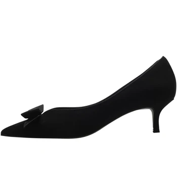 Visoke pete ženske 2019 pomlad ženske čevlje z 5 cm Črna opozoril delo čevlji Sredine nagnila lok z majhnimi čevlji