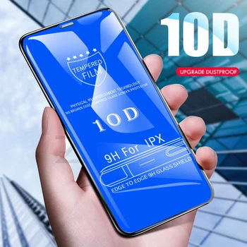 100 kozarcev 10D Kaljeno Steklo Za iPhone Mini 12 11 Max Pro XS XR X 8 7 6 Plus SE Polno Zajetje Zajema Ukrivljen Zaslon Patron Film