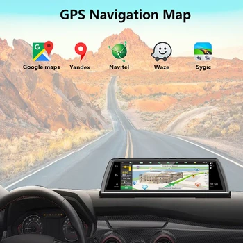 WHEXUNE 4G Android Avto DVR Dash cam 4 Objektiv 10-palčni Navigacija ADAS GPS, WiFi Polni 1080P HD Video Snemalnik 2GB+32GB Vozila Fotoaparat