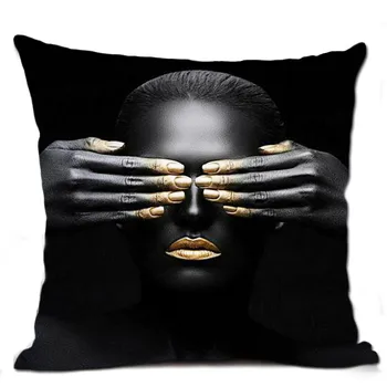 Geometrijske zapnite Afriki Narod ženska Blazino Primerih za Domači Kavč, Stol Avto Dekoracijo black Pillowcases