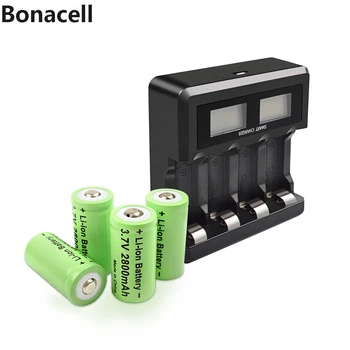 2800mAh bonacell Polnilna 3,7 V Li-ion 16340 Baterije Baterija CR123A Za LED Svetilka Potovalni Polnilnik Za 16340 CR123A