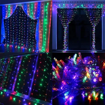 LED Zavese Niz Luči Daljinski upravljalnik Božič Vrt, Okna Okraski garland za svate Novo leto Ledenica Svetlobe