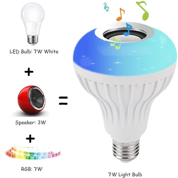 Smart Wireless Bluetooth, LED Stereo Audio Zvočnik RGB Barvna Žarnica Lahka Glasba Lučka+Daljinski upravljalnik 12w Smart Žarnica