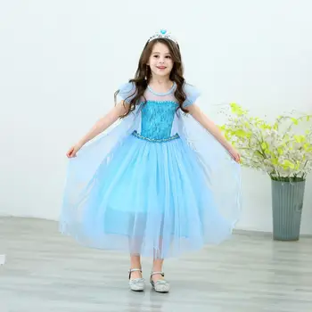 Dekleta Elsa Princesa Kostum Obleko Otrok Princesa Stranka Ples Elsa Obleka za Halloween Kostumi Kraljica Elsa obleko s Palico Krono
