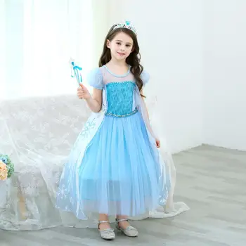 Dekleta Elsa Princesa Kostum Obleko Otrok Princesa Stranka Ples Elsa Obleka za Halloween Kostumi Kraljica Elsa obleko s Palico Krono
