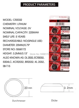 20 PC Za maxell baterija CR2032 3V Litijeva Baterije BR2032 DL2032 ECR2032 CR 2032 Gumb Kovanec Baterija Za Gledanje Avto Daljinski Ključ