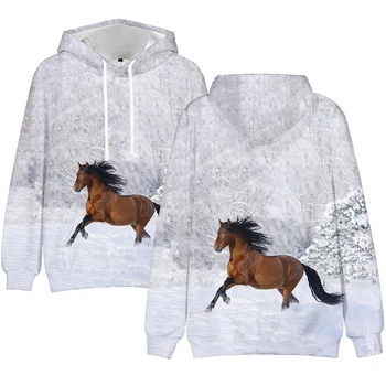 Smešno Novost Priljubljena Equus Caballus 3D Puloverji Jopice, Moške/Ženske Priložnostne Dolgimi Rokavi pulover s kapuco Konj Majica Puloverji