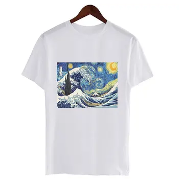 2019 Tumblr Van Gogh Umetnosti Tiskanja Ženske Tshirt Poletje Kratek Rokav O-vratu Harajuku Tee Majica Za Femme 4 Barve 5 Velikost Dorpship