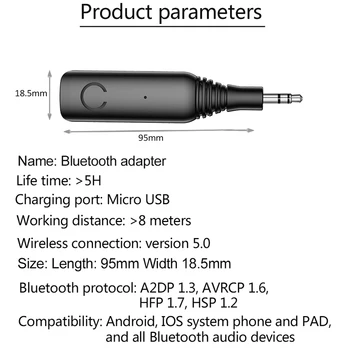 3,5 MM Jack ireless Bluetooth 5.0 Sprejemnik APTX Jack RCA Stereo Prostoročno Glasbe, Zvočno kartico, Sprejemnik Za Avto andriod IOS Telefon