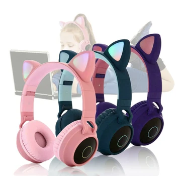 Brezžični Mačje Uho šumov, Slušalke LED Utripa Bluetooth Žareče Gaming Slušalke Tablični računalnik Slušalke za Otroke, Odrasli 3,5 mm