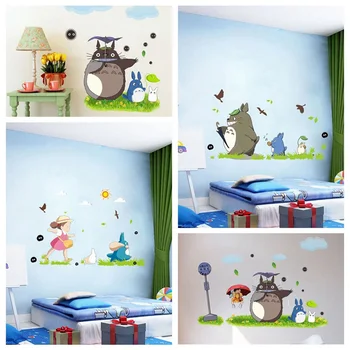 Novo Risano Animacijo Vinil Totoro Stenske Nalepke za Otroke, Soba Kavarna/bar/Home Dekoracijo Plakat Totoro Ozadje