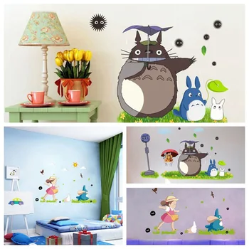 Novo Risano Animacijo Vinil Totoro Stenske Nalepke za Otroke, Soba Kavarna/bar/Home Dekoracijo Plakat Totoro Ozadje