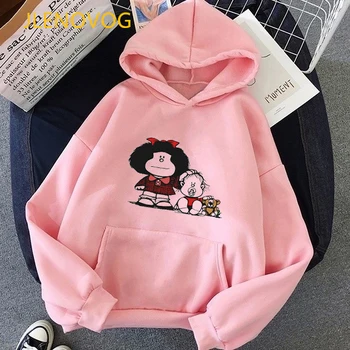 Ženske, Moški Puloverji s kapuco Risanka PAZ Mafalda Ali QUIERO Cafe Natisnjeni Sweatshirts Prevelik Za Jesen S Hip Hop Pozimi Hoodies