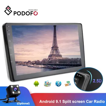 Podofo 9 inch 4G Razcep zaslon Android 9.0 Avto Radio Večpredstavnostna Video Predvajalnik Navigacija GPS Wifi Auto Radio Avtomobilski Stereo sistem Video