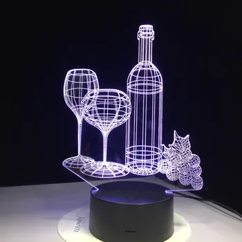 Vina, Steklenica Grenivke 3D Optično Iluzijo Tabela Svetlobe Razpoloženje Lučka na Dotik Daljinski upravljalnik 7 Barv Doma Svetlobe Stranka Dekor