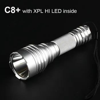 Konvoj C8+ z XPL HI LED notranja Svetilka Silver 18650 Flash Svetlobe Taktično Policija Baklo Taborjenje Luč Delo Svetlobe, Kolo Lučka
