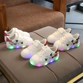 Otroci čevlji otroške superge z lučmi dekleta jeseni Priložnostne žareče športni čevlji Cvet Otroka led superge 1 2 3 4 5 6 let