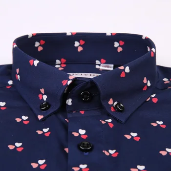 Moške Priložnostne Vsem Srce Ljubezni, Tiskanje Vzorec Moda Obleko Srajco z Dolgimi Rokavi Udobno Standard-fit Gumb Navzdol Majice