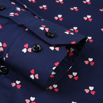 Moške Priložnostne Vsem Srce Ljubezni, Tiskanje Vzorec Moda Obleko Srajco z Dolgimi Rokavi Udobno Standard-fit Gumb Navzdol Majice
