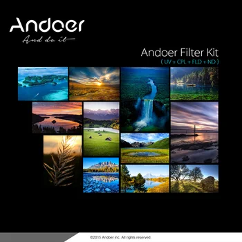 Andoer 67 mm UV+CPL+FLD+ND(ND2 ND4 ND8) Fotografija Filter Komplet Set Krožno-Polarizirajočega Filter za Nikon Canon Sony Pentax Dslr