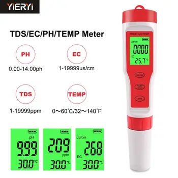 YIERYI 4 v 1 PH/TDS/ES/Temperature Merilnik Digitalni Kakovosti Vode Monitor Tester za Bazeni, Pitne Vode, Akvariji