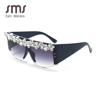 Rimless Diamond sončna Očala Ženske 2020 Novo Squre Steampunk Očala za Sonce, Kristalno Letnik Nosorogovo Očala Očala UV400 Oculos
