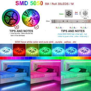 Nov RGB LED Trak Svetlobe, Bluetooth, led krmilnik SMD 5050 Prilagodljiv Trak, Vodotesen LED, Neon, luči za Domače spalnice okrasite