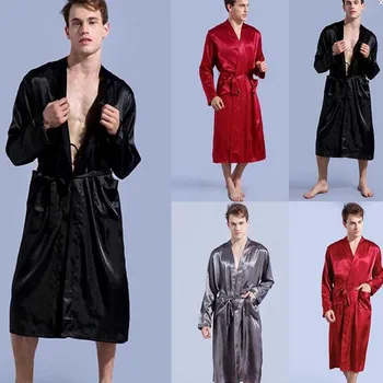 Črna Dolg Rokav Kitajskih Moških Rajon Obleke Obleke Nove Moški Kimono kopalni plašč Sleepwear More Pižamo S M L XL XXL