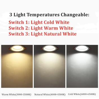 [DBF]2020 brez okvirjev 3 Svetlobe, Temperature Zamenljiva Vgradne LED Downlight, 7W 10W 12W 15W Krog LED Stropni Spot Luči Spalnica