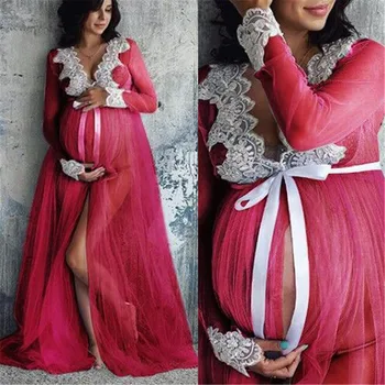 Nov Poletni Čipke Porodniškega Obleka Ženske Noseča Porodniškega Obleke Fotografija Rekvizitov, Kostumov Nosečnosti Čipke Dolgo Obleko Maxi