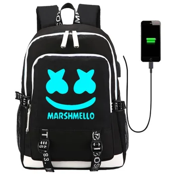 VROČE ZDA DJ Marshmello platno nahrbtnik Dotcom WaVeZ Najti Mi navijači študent šolsko Svetilnostjo ponoči Laptopbag polnjenje prek kabla USB