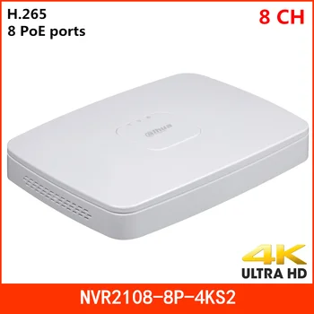 Dahua 8 Kanal, 1U, Smart 8 PoE vmesniki 4K H. 265 Omrežja, Video Snemalnik NVR2108-8P-4KS2 Lite 1 HDD do 8Mp Ločljivost NVR