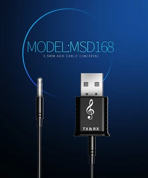 2 v 1 Bluetooth 5.0 V Avdio Sprejemnik Oddajnik USB Bluetooth Adapter 3,5 mm Mini Stereo AUX Za Avto, TV, PC