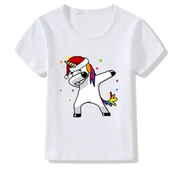 Otrok Vrhovi Božič Dragi Tiskanje Baby T-Shirt Poletje Priložnostne Pat Samorog Oblikovanje T-Shirt Dekle, Fant Krog Vratu T-Shirt