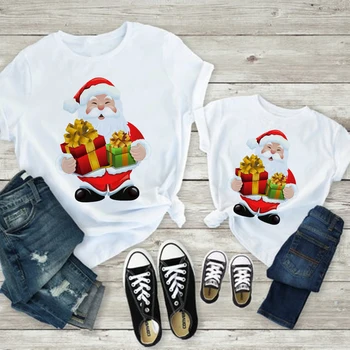 Krasen Božični Kostum Družino Videz T-shirt Mamica in Očka Otroci Oblačila Moda Tee Shirt Harajuku Ulične O-vratu Tshirt
