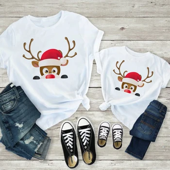 Krasen Božični Kostum Družino Videz T-shirt Mamica in Očka Otroci Oblačila Moda Tee Shirt Harajuku Ulične O-vratu Tshirt