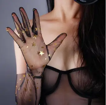 Ženske seksi sijoče tiste črne rokavice ženski klub stranka ples dolge rokavice R1865