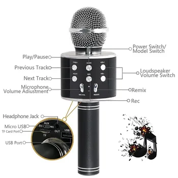 Španija Park 12 Ur Dostave Wster Različica Prenosni Brezžični Bluetooth Mikrofon Zvočnik Mikrofon Za Karaoke PC/TELEFON