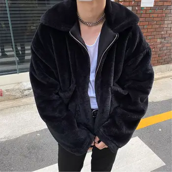 Pozimi Debele Plišastih Jakno za Moške Topli Mode Priložnostne Črni Plašč Moški Divje Svoboden korejski Kratek Plašč Mens Oblačila M-XL