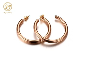 Zhijia Big Hoop Uhani Solid Gold /Iver/Rose zlata barva Večnosti Earings iz Nerjavečega Jekla Krog Uhani Za Ženske, Nakit