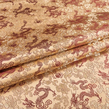 Kitajski brocade saten žakarske tkanine za cheongsam in kimono zmaj vzorec tkanine
