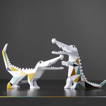 Nordijska Krokodil Kip Živalskega Krokodiljimi Kiparstvo Doma Dekor Aligator Miniature Ustvarjalne Geometrijske Smolo Kajmanski Figurice