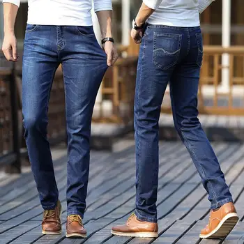 2019 Moda Pomlad Poletje Jeans Moške Priložnostne Barva Poslovne Elastična Slim Fit, Ozek Naravnost Hlače Plus Velikost