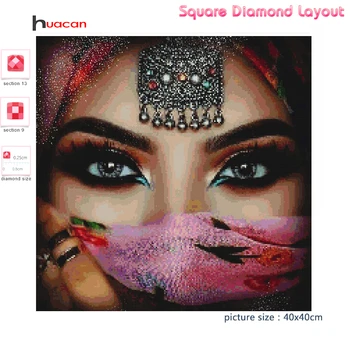 Huacan 5D Diamond Slikarstvo Indijski Dekleta Navzkrižno Šiv DIY Diamond Vezenje Polno Diamond Mozaik Doma Dekor Darilo