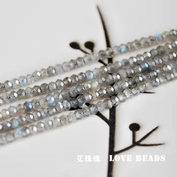 Naravni labradorite modra aura gladko cut rondelle 2x3mm/3x4mm 7.5 cm/19 cm drobnih semen kroglice nakit, izdelava DIY za ženske