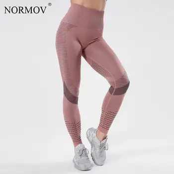 NORMOV Ženske Fitnes Dokolenke Šport Push Up Visoki Pas Brezhibno Ženske Dokolenke Vaja Dihanje Leggins Mujer
