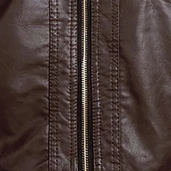 KLV žensko usnjeno jakno куртка кожаная женская plašč ženski пальто женское Izmenljive Zadrgo Kape Hooded Toplo Kratek Coats #3