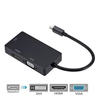 3 V 1 Mini Displayport DP Moški DVI HDMI VGA Audio Ženski Adapter Display Port Kabel Pretvornik za Računalnik za RAČUNALNIK MacBook